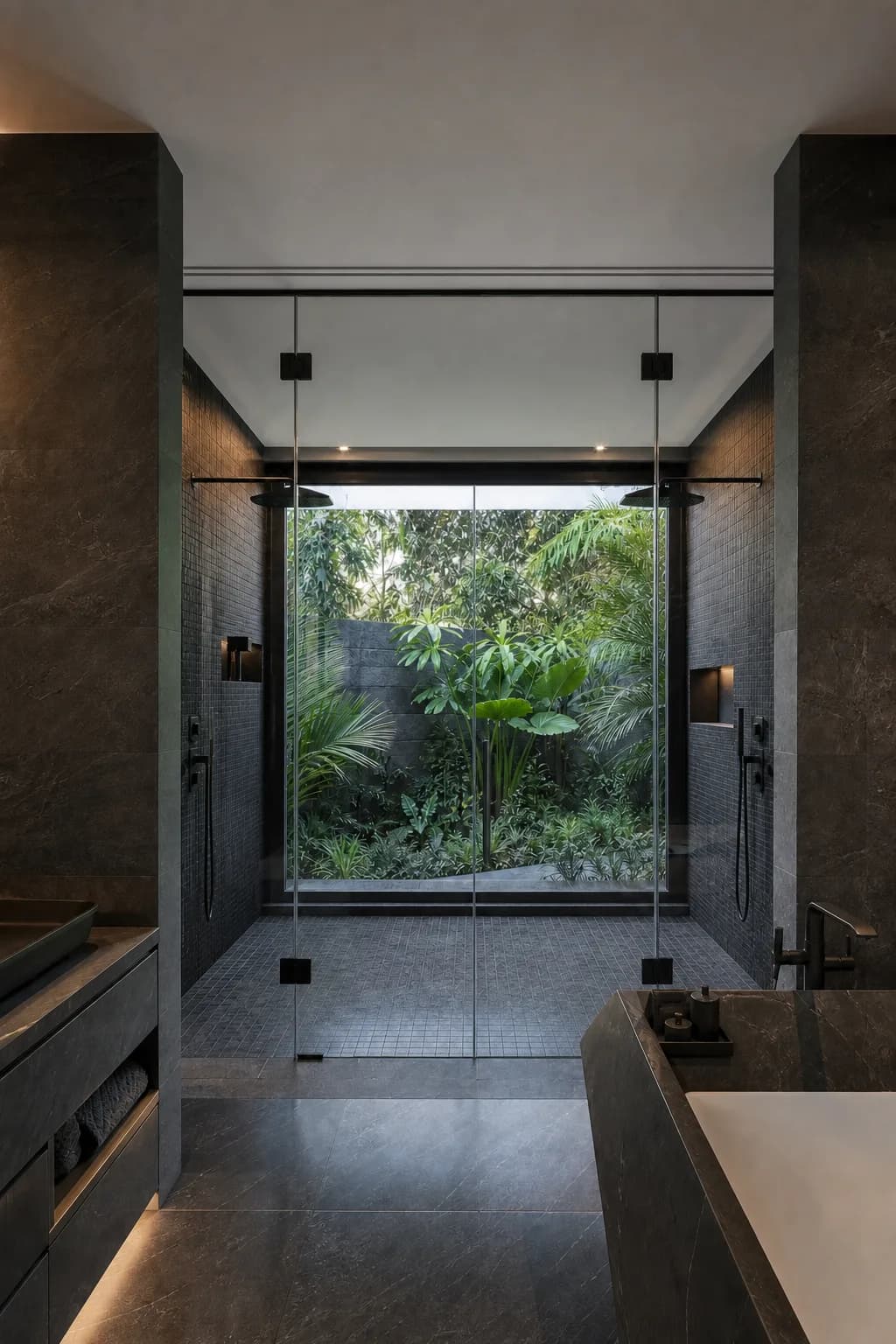 Paroi de douche XXL en suite hôtelière de luxe.